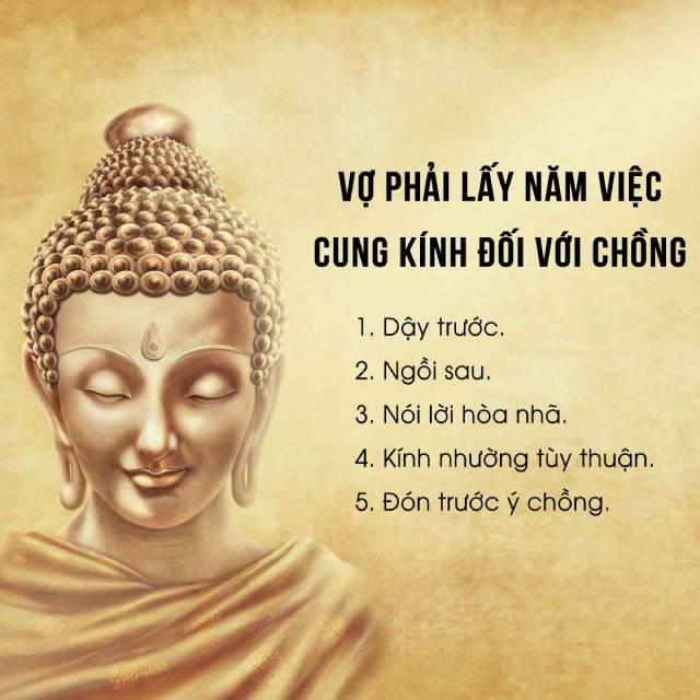 Vợ phải lấy năm việc cung kính đối với chồng - Lời phật dạy về gia đình